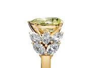 Leaf Cluster Engagement Ring Setting for Fancy Yellow Pear-Shaped Center with Marquise Accents and Prong Head in Yellow Gold