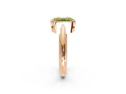 Halo Engagement Ring Setting for Fancy Yellow Emerald Cut Center with Tapered Plain Band and Prong Head in Rose Gold