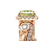 Bypass Halo Engagement Ring Setting for Fancy Yellow Princess Cut Center with Bezel Accents, Milgrain and Prong Head in Rose Gold