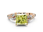 Solitaire Engagement Ring Setting for Fancy Yellow Princess Cut Center with Marquise Accent Twist Band and Prong Head in Rose Gold