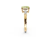 3 Stone Engagement Ring Setting for Fancy Yellow Radiant Cut Center with Baguette Accents and Prong Head in Yellow Gold