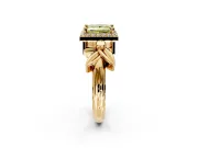 Halo Engagement Ring Setting for Fancy Yellow Princess Cut Center with Floral Band and Prong Head in Yellow Gold