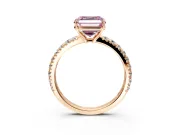 Solitaire Engagement Ring Setting for Fancy Pink Asscher Cut Center with Large Accent Band and Prong Head in Rose Gold