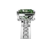 Solitaire Engagement Ring Setting for Fancy Green Radiant Cut Center with Raised Channel Band and Prong Head in Platinum