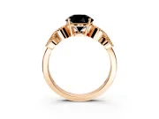 Leaf Engagement Ring Setting for Fancy Black Round Cut Center with Milgrain Accent Band and Prong Head in Rose Gold