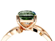 Solitaire Engagement Ring Setting for Fancy Green Radiant Cut Center with Pave and Plain Crossover Band and Prong Head in Rose Gold