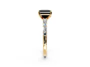 Baguette Engagement Ring Setting for Fancy Black Asscher Cut Center with Alternating Bar-Set Band and Prong Head in Yellow Gold