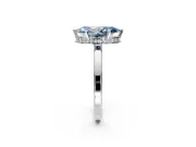 Hidden Halo Engagement Ring Setting for Fancy Blue Marquise Center with Wide Flat Plain Band and Prong Head in Platinum