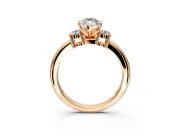 3 Stone Engagement Ring Setting for Marquise Center with Wide Plain Band and Prong Head in Rose Gold