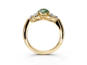Cluster Engagement Ring Setting for Fancy Green Pear-Shaped Center with Round Cut Accent Frame and Prong Head in Yellow Gold