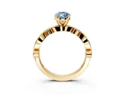 Solitaire Engagement Ring Setting for Fancy Blue Pear-Shaped Center with Milgrain Bezel Accents and Prong Head in Yellow Gold