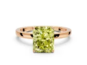 Solitaire Engagement Ring Setting for Fancy Yellow Radiant Cut Center with Thin Rounded Plain Band and Prong Head in Rose Gold
