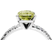 Solitaire Engagement Ring Setting for Fancy Yellow Radiant Cut Center with Large Accents and Prong Head in Sterling Silver