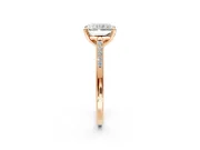Solitaire Engagement Ring Setting for Radiant Cut Center with Channel Accents and Prong Head in Rose Gold