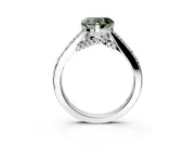 Solitaire Engagement Ring Setting for Fancy Green Heart-Shaped Center with Crossover Accents and Prong Head in Platinum