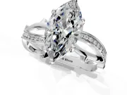 Solitaire Engagement Ring Setting for Marquise Center with Pave and Plain Crossover Band and Prong Head in Sterling Silver