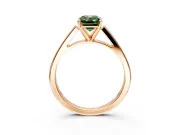 Solitaire Engagement Ring Setting for Fancy Green Emerald Cut Center with Tapered Split Shoulders and Prong Head in Rose Gold