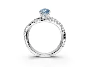 Solitaire Engagement Ring Setting for Fancy Blue Pear-Shaped Center with Woven 3-Strand Pave Band and Prong Head in Platinum