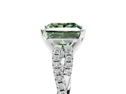 Solitaire Engagement Ring Setting for Fancy Green Princess Cut Center with Twisted Pave Split Shank and Prong Head in Platinum