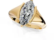 Tension Engagement Ring Setting for Marquise Center with Wide Tapered Band and Tension Head in Yellow Gold