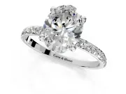 Solitaire Engagement Ring Setting for Oval Center with Pave Accents and Prong Head in Platinum