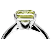 Solitaire Engagement Ring Setting for Fancy Yellow Asscher Cut Center with Knife Ridge Band and Claw Prong Head in Platinum