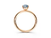 Hidden Halo Engagement Ring Setting for Fancy Blue Pear-Shaped Center with Thin Rounded Band and Prong Head in Rose Gold
