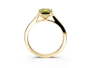 Solitaire Engagement Ring Setting for Fancy Yellow Emerald Cut Center with Tapered Shoulders and Prong Head in Yellow Gold