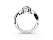 Halo Engagement Ring Setting for Fancy Pink Pear-Shaped Center with Tapered Plain Band and Prong Head in White Gold