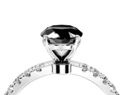 Open Basket Engagement Ring Setting for Fancy Black Oval Center with Pave Band and Prong Head in Platinum