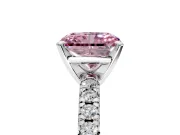 Solitaire Engagement Ring Setting for Fancy Pink Radiant Cut Center with Large Accents and Prong Head in Platinum
