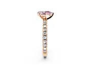 Solitaire Engagement Ring Setting for Fancy Pink Pear-Shaped Center with Fine Pave Band and Claw Prong Head in Rose Gold