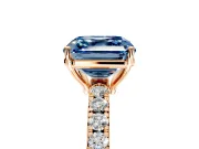 Solitaire Engagement Ring Setting for Fancy Blue Asscher Cut Center with Large Accent Band and Prong Head in Rose Gold