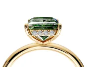 Solitaire Engagement Ring Setting for Fancy Green Princess Cut Center with Plain Band, Open Basket and Prong Head in Yellow Gold