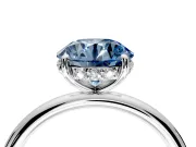 Solitaire Engagement Ring Setting for Fancy Blue Round Cut Center with Plain Band, Open Basket and Prong Head in Sterling Silver