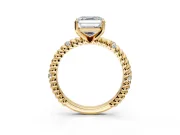 Rope Engagement Ring Setting for Asscher Cut Center with Accent Shoulders and Prong Head in Yellow Gold