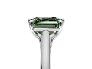 Solitaire Engagement Ring Setting for Fancy Green Asscher Cut Center with Cathedral Band and Prong Head in Platinum