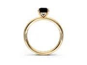 Hidden Halo Engagement Ring Setting for Fancy Black Emerald Cut Center with Thin Rounded Band and Prong Head in Yellow Gold