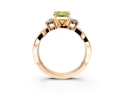 3 Stone Engagement Ring Setting for Fancy Yellow Emerald Cut Center with Pave Twist Band and Prong Head in Rose Gold