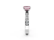 Solitaire Engagement Ring Setting for Fancy Pink Asscher Cut Center with Channel-Set Accents and Prong Head in Sterling Silver
