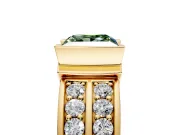 Bezel Engagement Ring Setting for Fancy Green Princess Cut Center with Wide Channel-Set Band and Bezel Head in Yellow Gold
