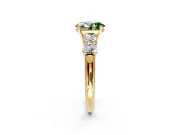 5 Stone Engagement Ring Setting for Fancy Green Oval Center with Graduated Accents and Prong Head in Yellow Gold
