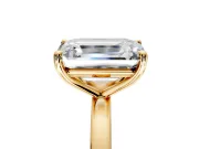 Heart-Shaped and Emerald Cut Lab-Grown Diamond Toi et Moi Engagement Ring with Prong-Set Stones in Yellow Gold