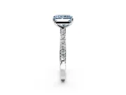 Solitaire Engagement Ring Setting for Fancy Blue Radiant Cut Center with Round Cut Pave Band and Prong Head in Sterling Silver