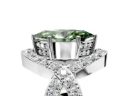 Halo Engagement Ring Setting for Fancy Green Marquise Center with Pave Infinity Twist Band and Prong Head in Sterling Silver
