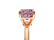 Minimalist Solitaire Engagement Ring Setting for Fancy Pink Cushion Cut Center with Thin Band and Prong Head in Rose Gold