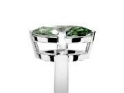Solitaire Engagement Ring Setting for Fancy Green Marquise Center with Plain Band and Flat Tab Prong Head in White Gold