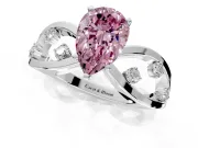 Solitaire Engagement Ring Setting for Fancy Pink Pear-Shaped Center with Criss-Cross Accent Band and Prong Head in Sterling Silver