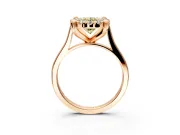 Single Halo Engagement Ring Setting for Fancy Yellow Oval Center with Corner Claws, Plain Band and Prong Head in Rose Gold