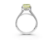 Solitaire Engagement Ring Setting for Fancy Yellow Asscher Cut Center with Accented Split Shank and Prong Head in White Gold